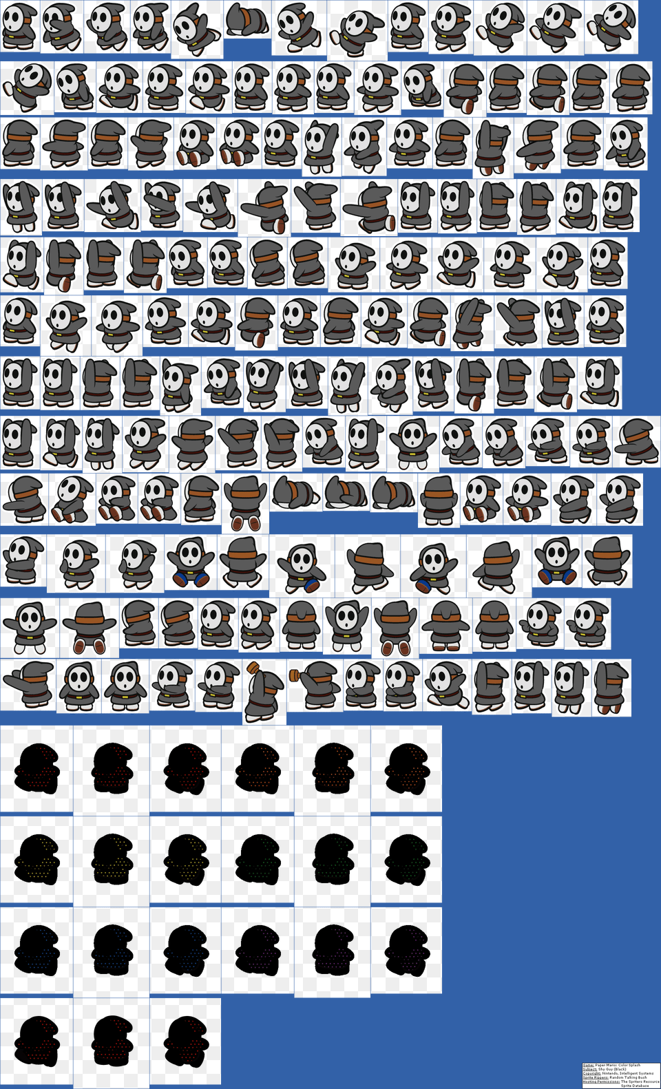 Click For Full Sized Image Shy Guy Paper Mario Color Splash Black Shy Guy, Art, Collage, Animal, Bird Free Png