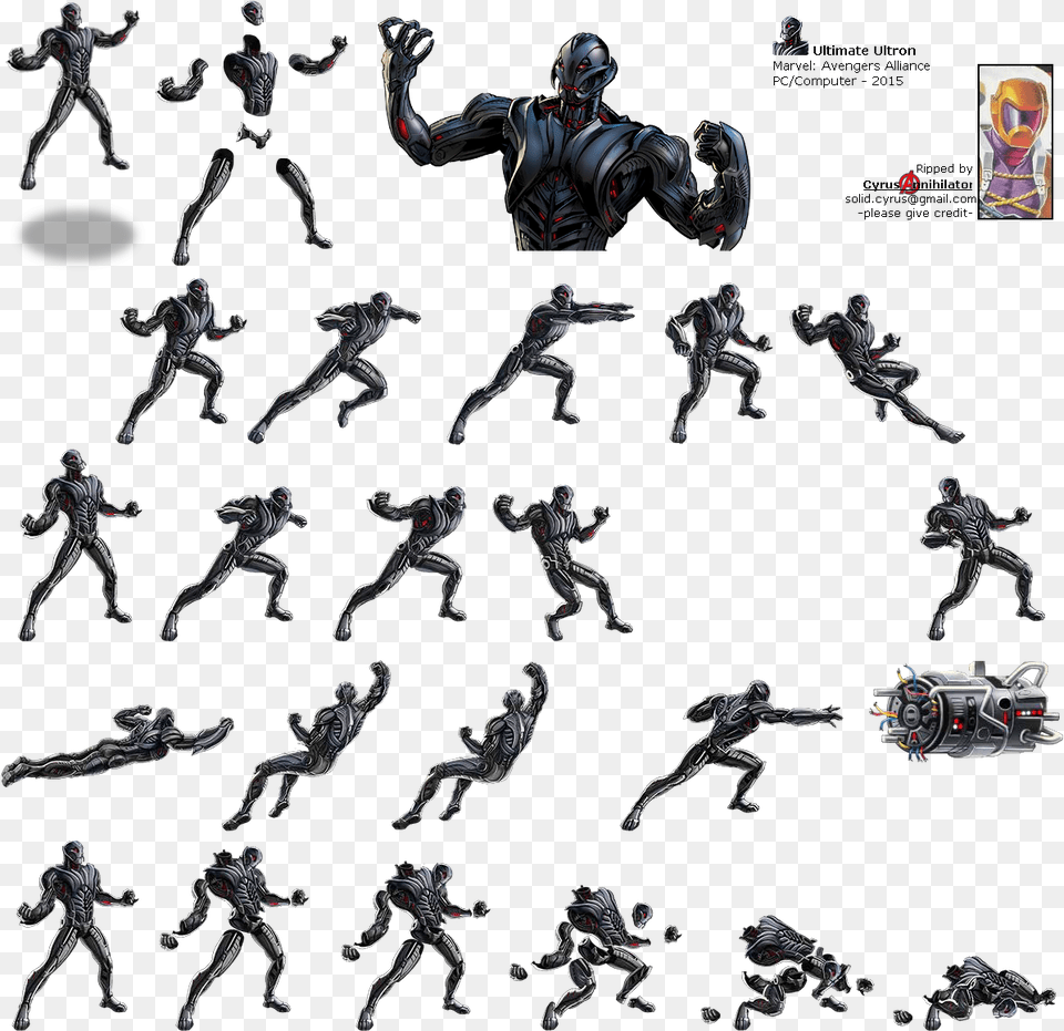 Click For Full Sized Image Ultimate Ultron Avengers Ultimate Alliance Sprites, Adult, Male, Man, Person Free Transparent Png