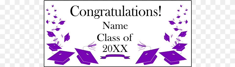 Click For Larger Picture Of Personalized Purple Mortarboard Partypro Banner Dbgradbl Blue Mortarboard Grad Door, People, Person, Text, Recycling Symbol Free Transparent Png