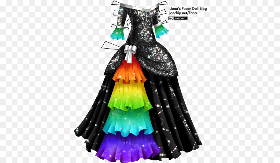 Click For Larger Version Black And Rainbow Outfit, Formal Wear, Clothing, Dress, Evening Dress Free Transparent Png