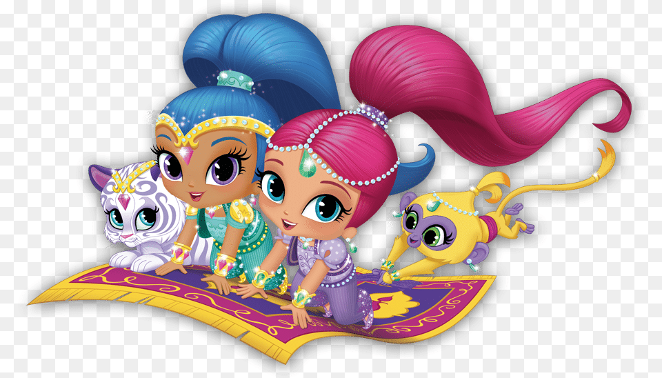 Click For Show Information Shimmer And Shine On Carpet, Baby, Person, Art, Graphics Free Png