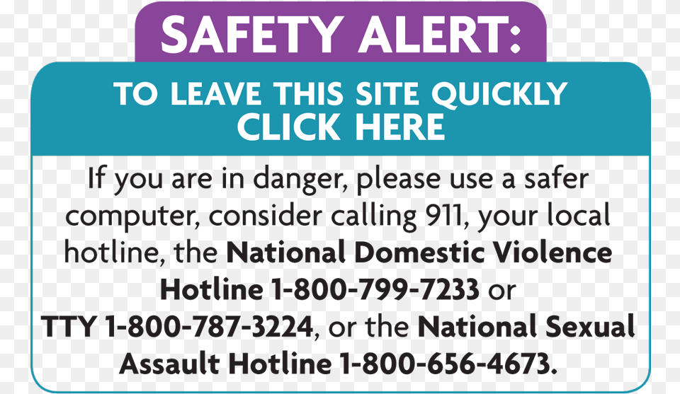 Click Here To Escape Domestic Violence Sexual Assault Hotline, Text Free Png