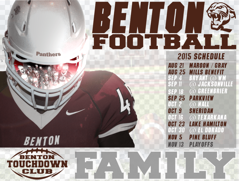 Click Here To The 2015 1024x768 Schedule Wallpaper Benton, Helmet, Sport, People, Playing American Football Free Png Download