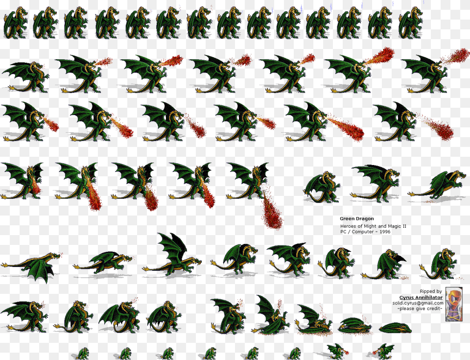 Click To View Full Size Green Dragon Sprite Sheet, Animal, Sea Life, Dinosaur, Plant Free Png