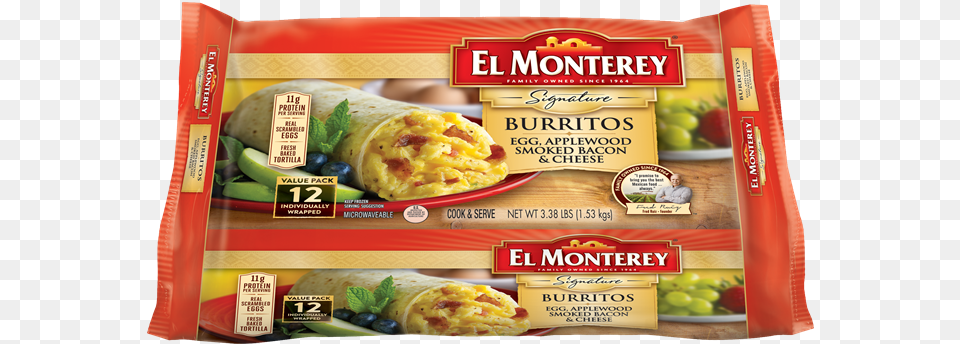 Click To Zoom El Monterey Jalapeno Bean Amp Three Cheese Burritos, Food, Lunch, Meal, Sandwich Wrap Png Image