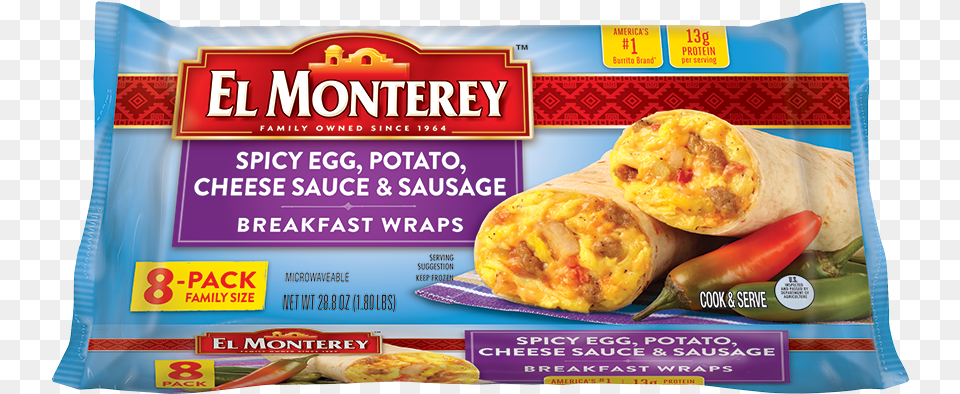 Click To Zoom El Monterey Spicy Breakfast Burrito, Food, Pizza Free Png