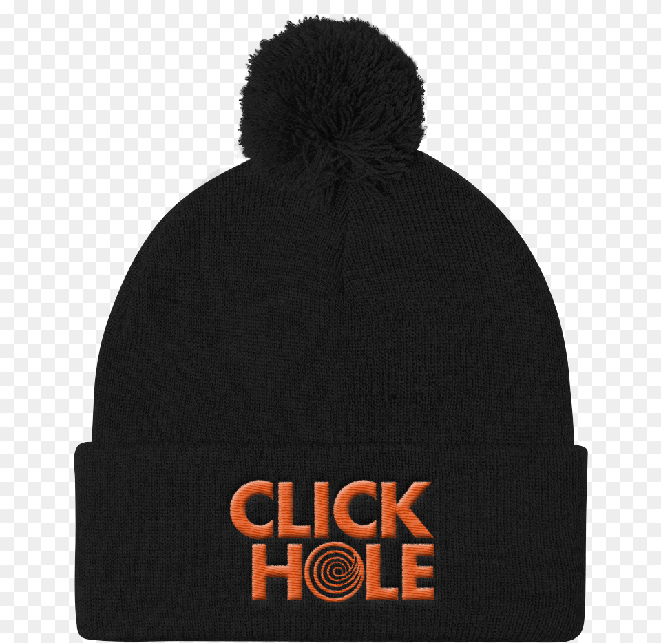 Clickhole Logo Pom Knit Cap Black Clickhole, Beanie, Clothing, Hat, Adult Png