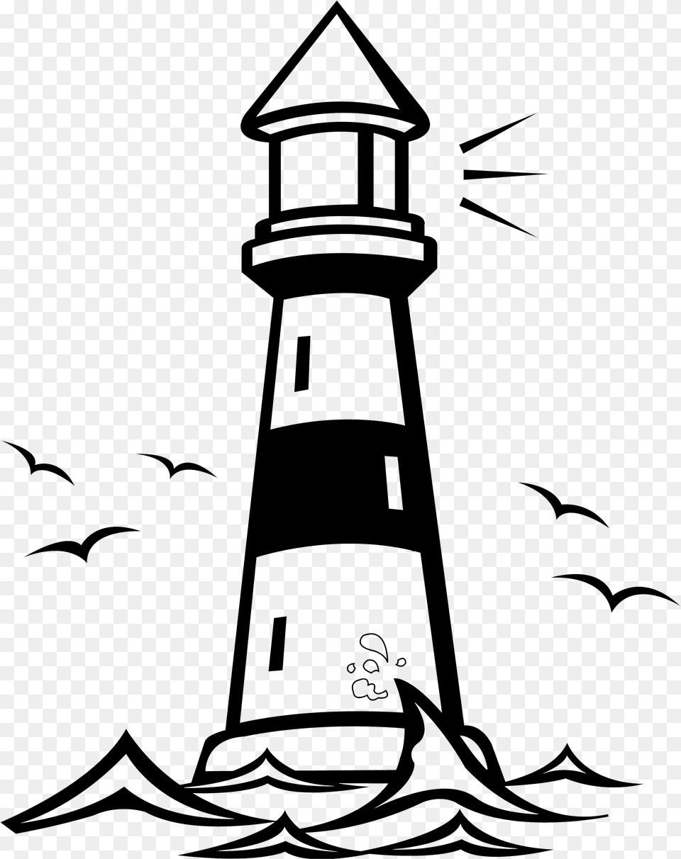 Cliff Clipart Lighthouse Light House Clip Art Black And White, Architecture, Building, Tower, Beacon Free Png Download