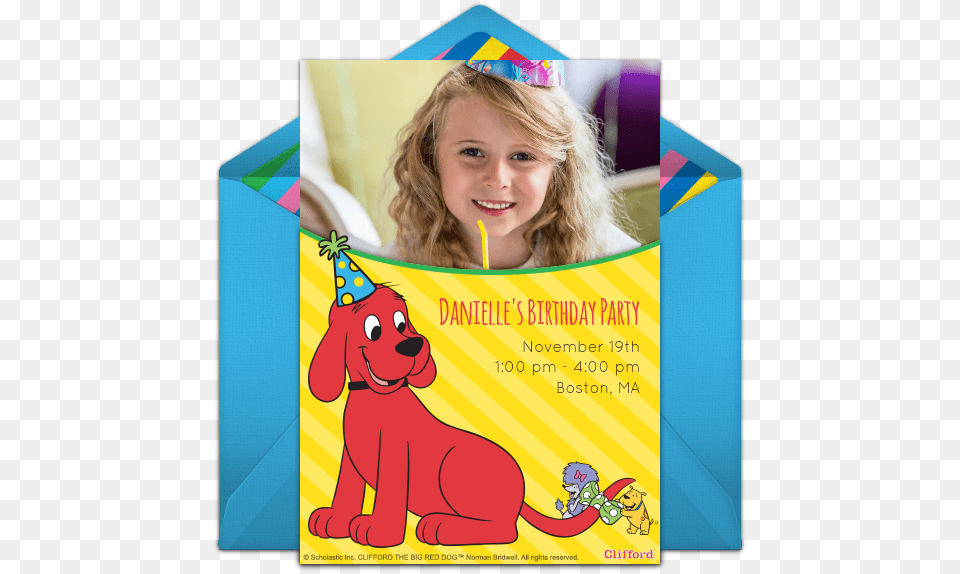 Clifford Birthday Photo Online Invitation Clifford And Friends Shirt, Advertisement, Poster, Greeting Card, Envelope Png