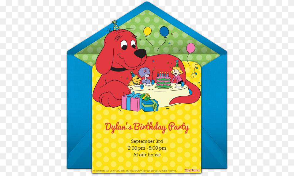 Clifford The Big Red Dog Party Invitation, Advertisement, Mail, Greeting Card, Poster Free Png