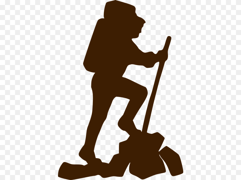 Climber Hiker Brown Walking Stick Backpack Hiker Clip Art, Cleaning, Person, Kneeling Free Png