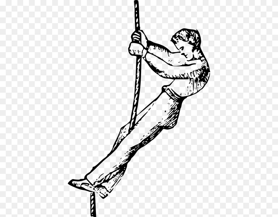 Climbing A Rope 2 Man Climbing Rope Clipart, Gray Free Png Download
