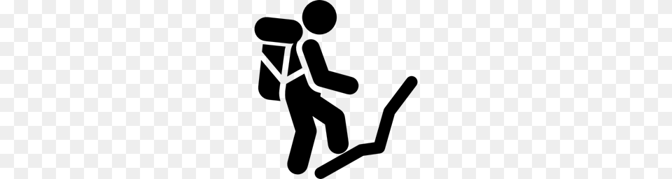 Climbing Backpack Man Sports Mountain Nature Icon, Gray Png Image