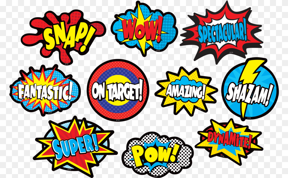 Clingy Thingies Superhero Sayings Superhero Phrases, Sticker, Dynamite, Weapon Free Png Download