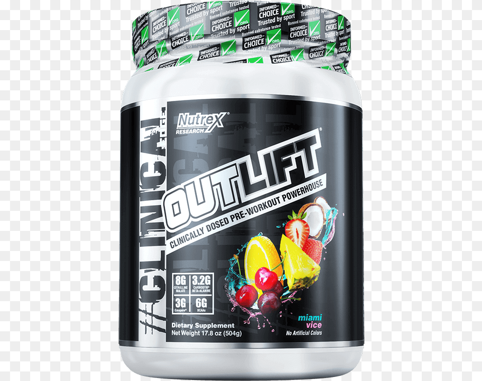 Clinically Nutrex Outlift 20 Servings Wild Cherry Citrus, Can, Tin Png