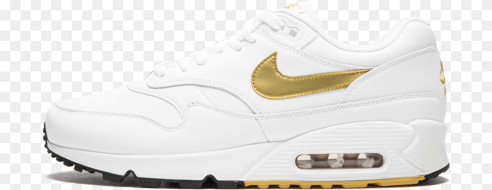 Clip Art Air Max Metallic Aj Zapatillas Nike Air Max 1 Blancas Y Doradas, Clothing, Footwear, Shoe, Sneaker Free Transparent Png