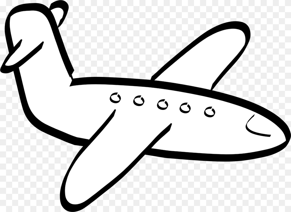 Clip Art Airplane Outline B W Clipart Pencil, Aircraft, Airliner, Transportation, Vehicle Free Png