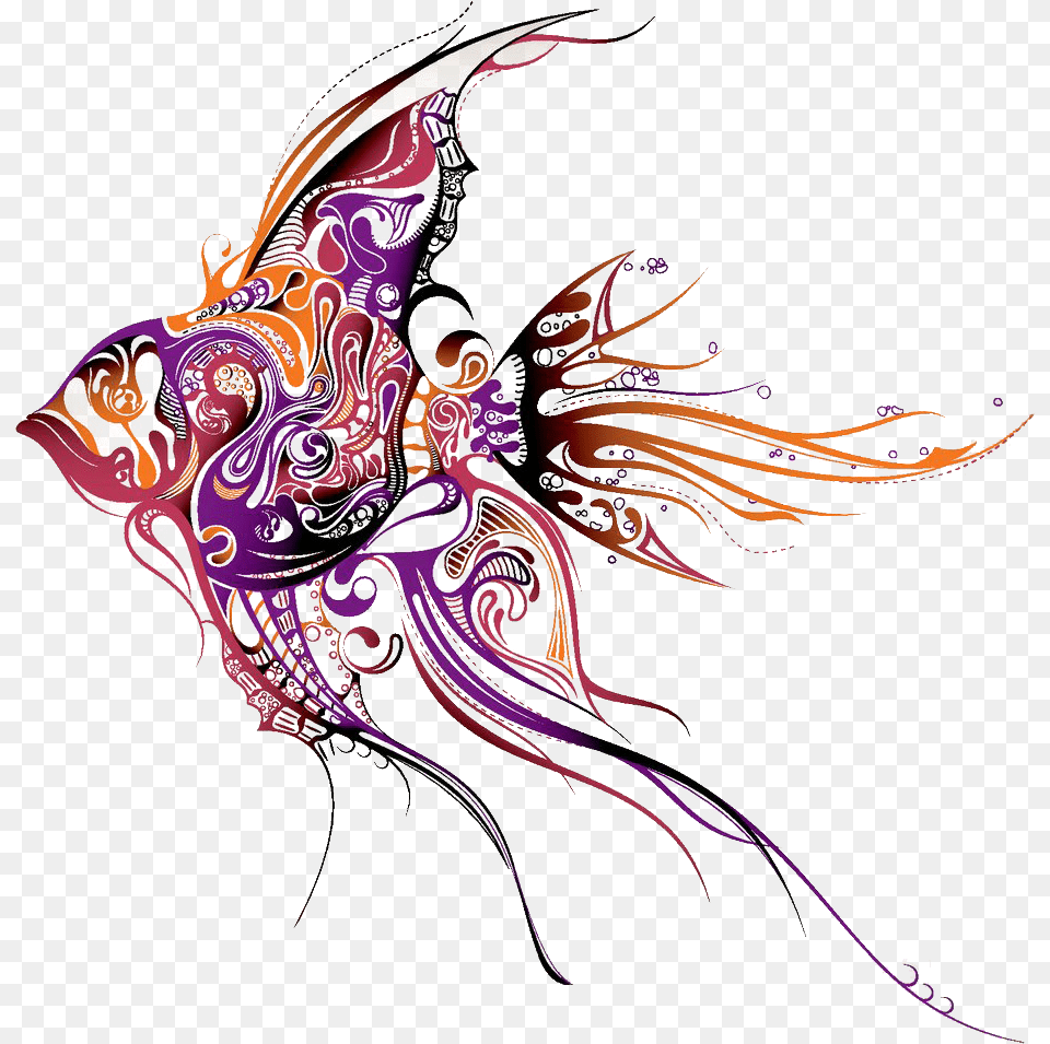 Clip Art Angel Fish Tattoo, Pattern, Adult, Female, Person Png Image