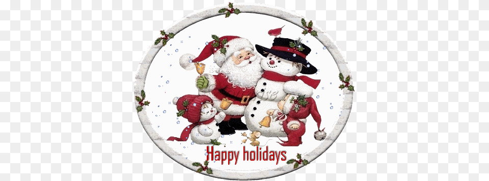 Clip Art Animated Gif Happy Holidays Santa Claus And Snowman, Outdoors, Nature, Winter, Snow Png