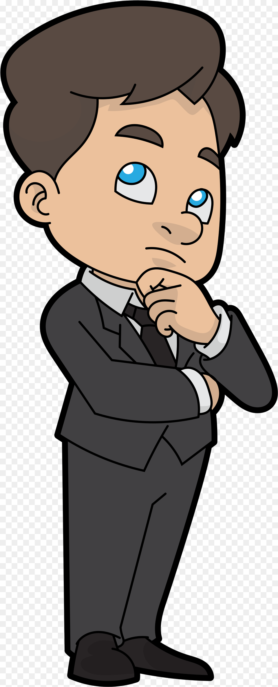 Clip Art Animation Vector For Cartoon Thinking Face Person, Formal Wear, Baby, Head, Clothing Png Image