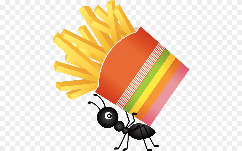 Clip Art Ants Carry French Fries Transprent Ants Carrying Food Clipart, Bulldozer, Machine, Animal Free Png Download