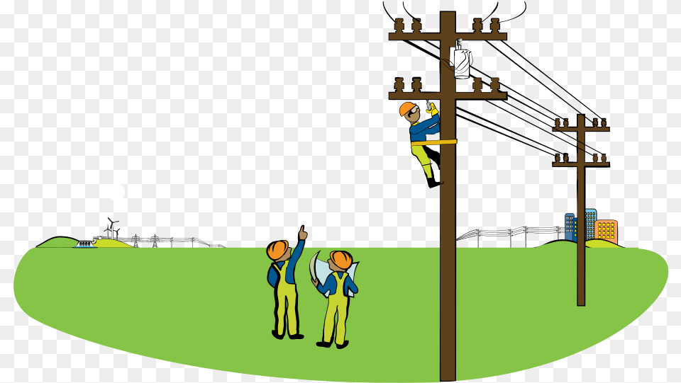 Clip Art Architectural Engineering Electricity Energy Cartoon Substation, Utility Pole, Person, Cross, Symbol Free Png Download