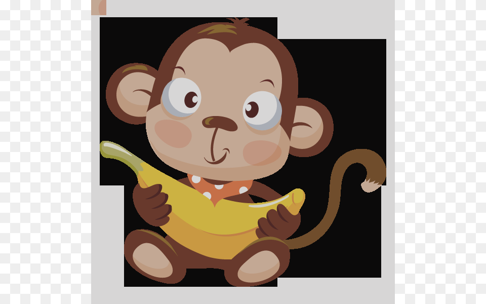 Clip Art Baby Monkey With Banana Clip Art, Plant, Produce, Fruit, Food Png