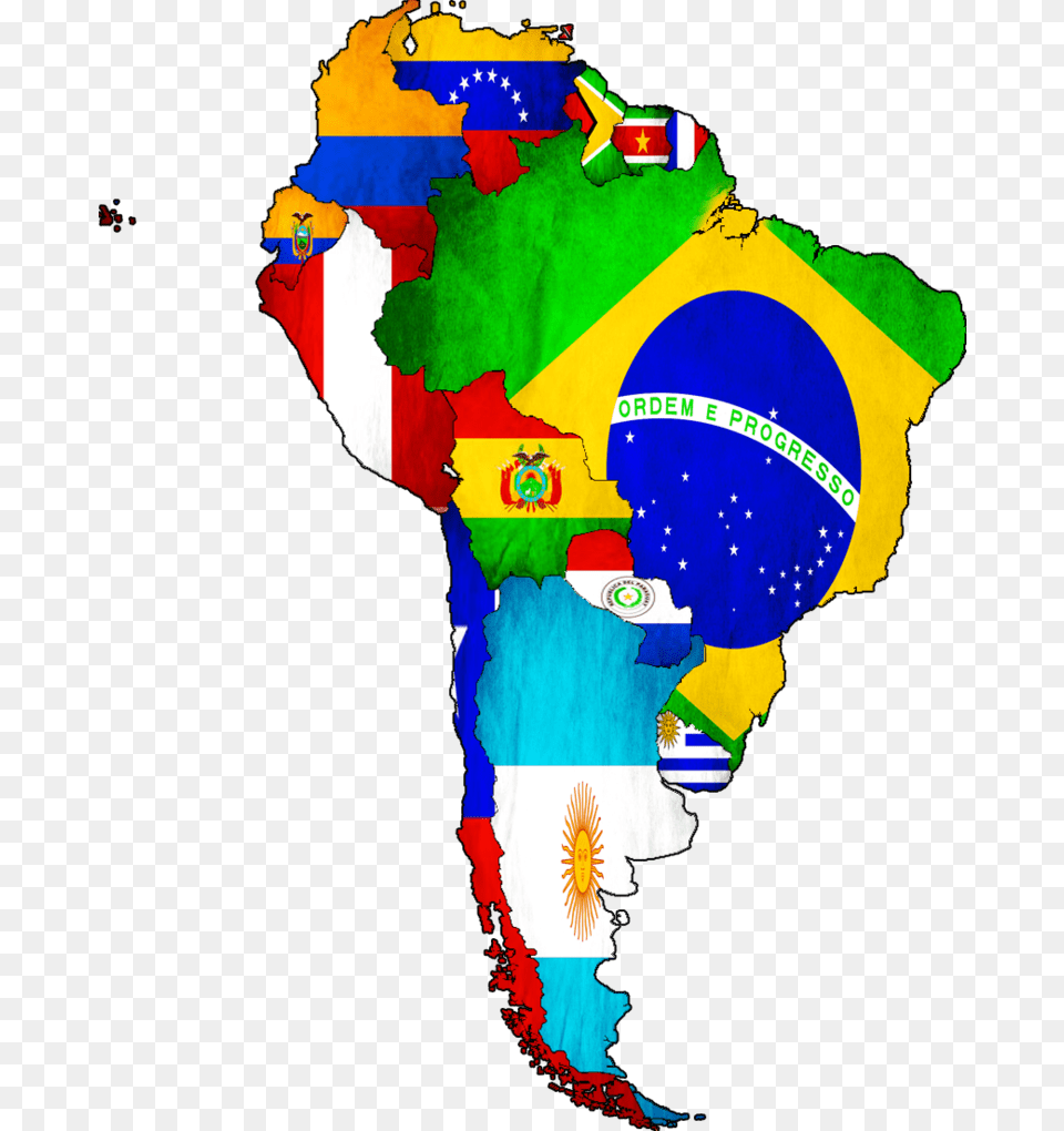 Clip Art Bandeiras America Do Sul South America Continent With Flags, Chart, Plot, Person, Map Free Png