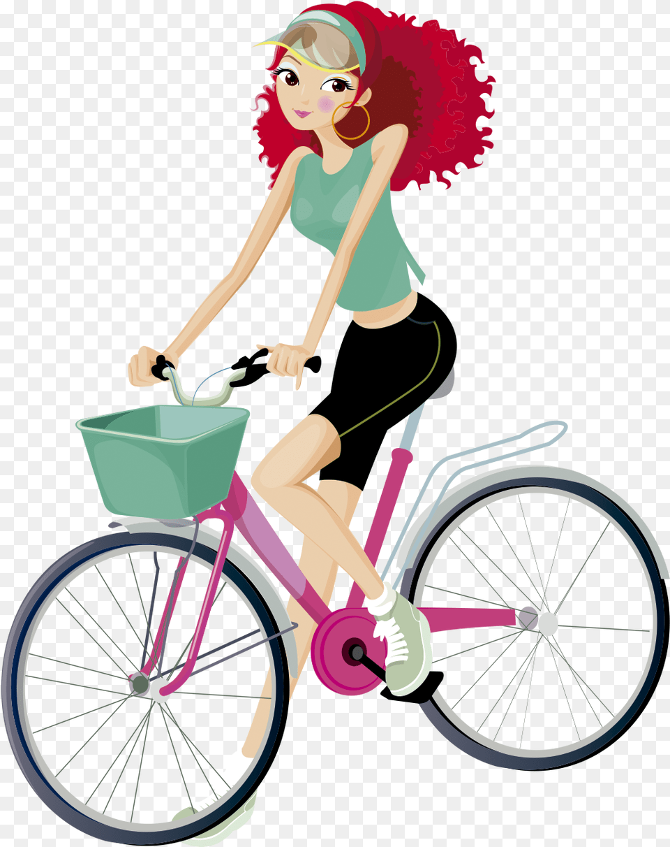 Clip Art Bicicleta Desenho Retro Fashion Girl Vector, Machine, Wheel, Vehicle, Transportation Free Transparent Png
