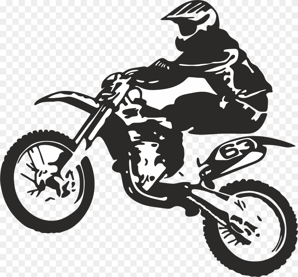 Clip Art Bicycle Motorcycle Dirt Bike Motocross Dirt Bike Clipart Black And White, Vehicle, Transportation, Wheel, Machine Png Image