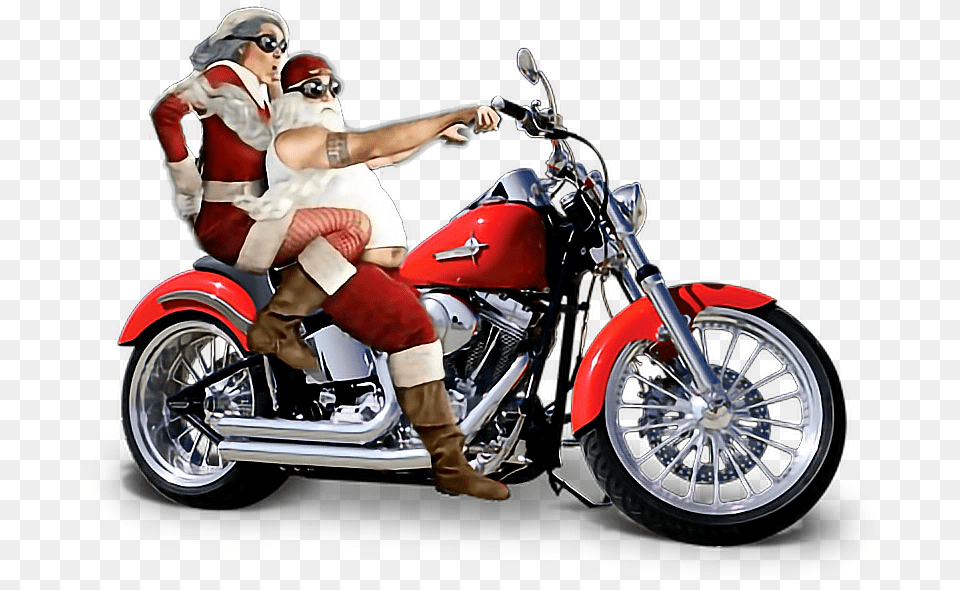 Clip Art Biker Santa Santa Biker, Vehicle, Transportation, Motorcycle, Baby Png Image