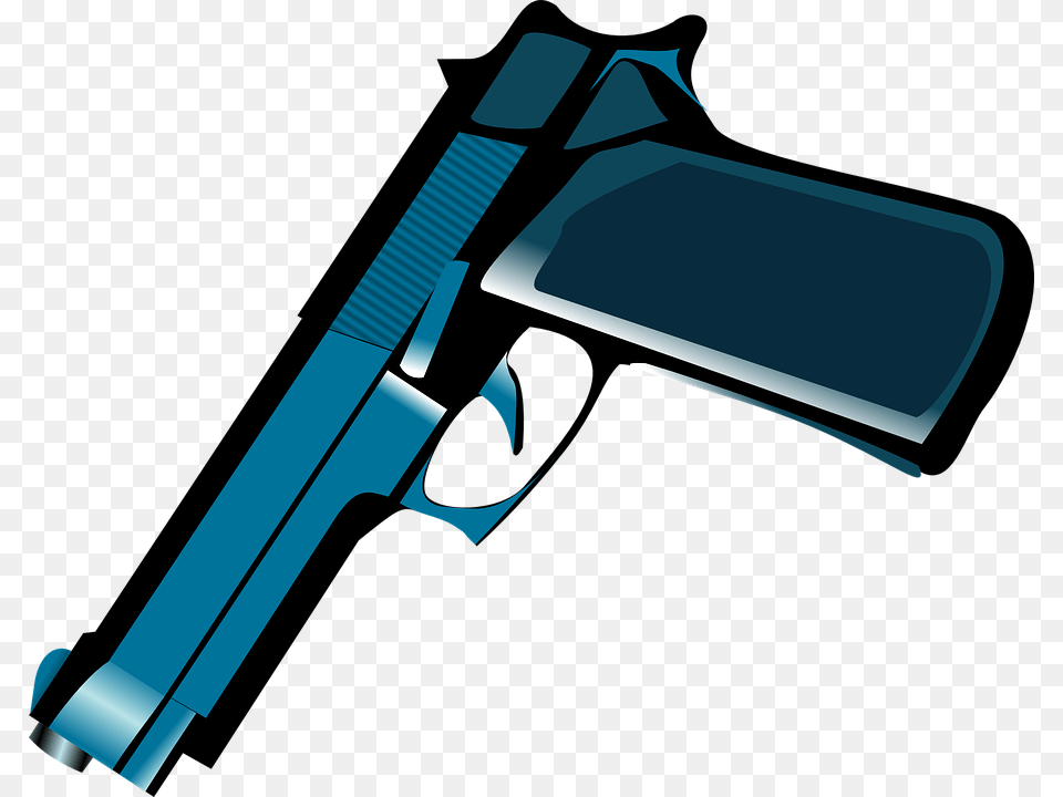 Clip Art Black And White Blue On Dumielauxepices Pistola Azul, Firearm, Gun, Handgun, Weapon Free Png