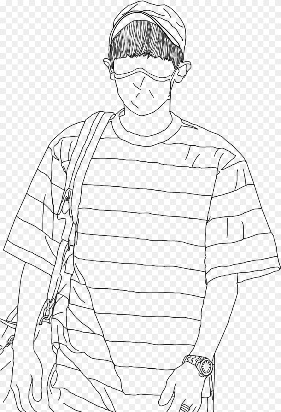 Clip Art Black And White Library Exo Parkchanyeol Boy Line Art, Gray Free Png