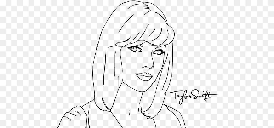 Clip Art Black And White Library Taylor Swift Drawing Taylor Swift Easy, Gray Png Image