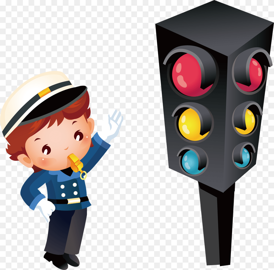 Clip Art Black And White Traffic Burglar Transprent Police And Traffic Light Cartoon, Traffic Light, Baby, Person, Face Png