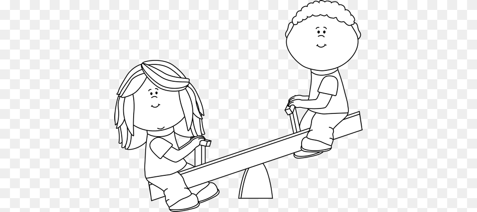 Clip Art Black And White Up And Down Coloring Pages, Toy, Baby, Person, Seesaw Free Png