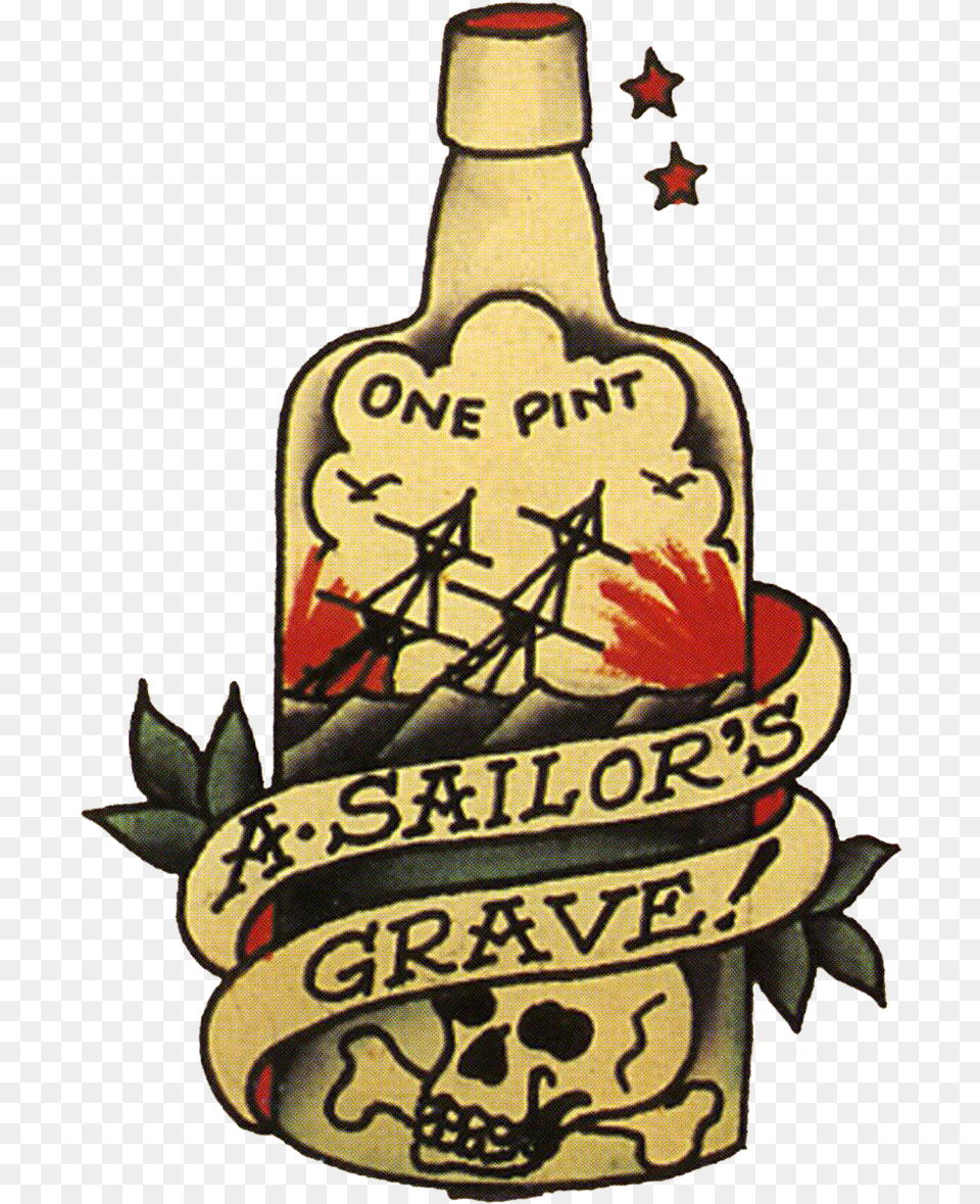 Clip Art Bottle Tattoo Sailor Jerry Rum Tattoo, Alcohol, Beer, Beverage, Beer Bottle Free Png