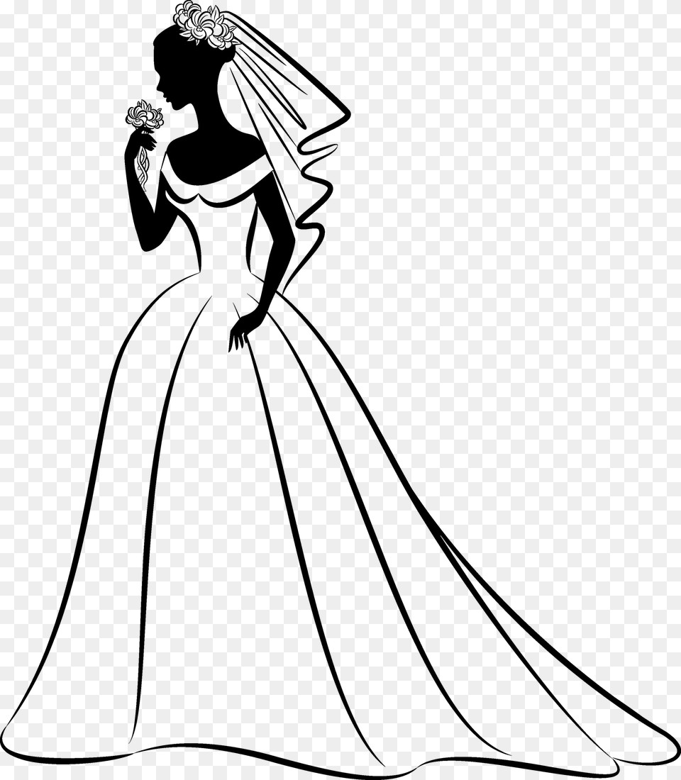 Clip Art Bridal Silhouette Clip Art, Gray Png Image