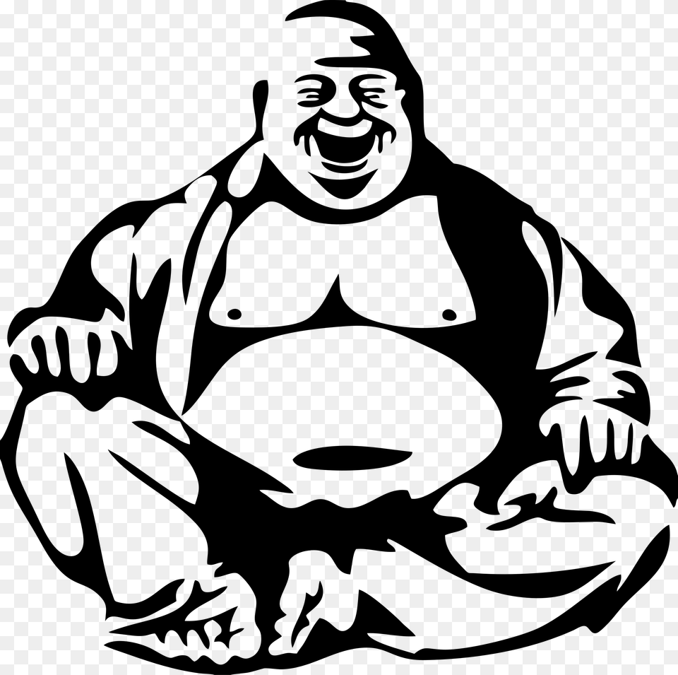 Clip Art Buddha Big Laughing Buddha Black And White, Gray Free Png Download