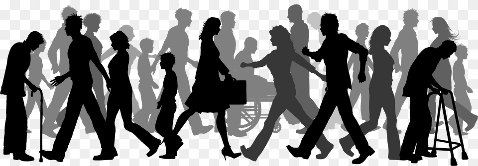 Clip Art Cartoon Crowd Of People Walking, Person, Silhouette, Adult, Male Png