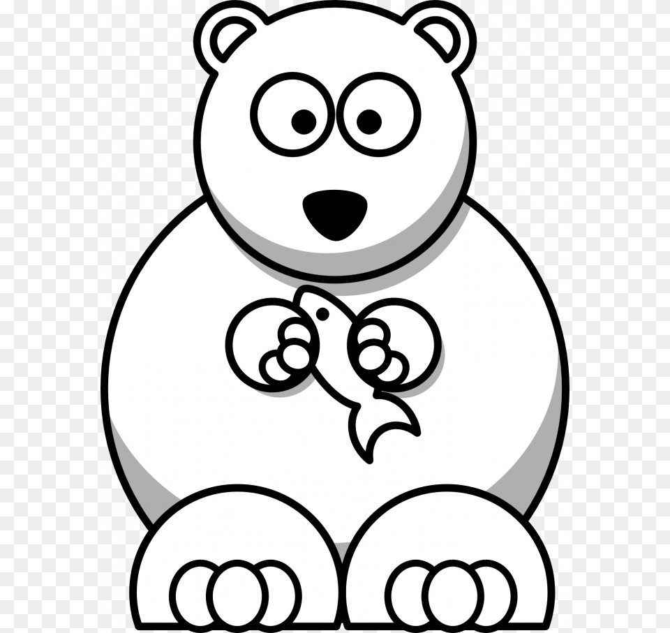 Clip Art Cartoon Polar Bear, Animal, Mammal, Wildlife, Stencil Free Png Download