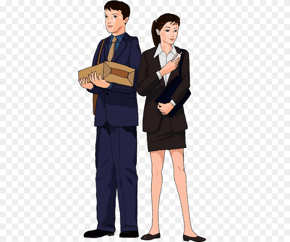 Clip Art Cartoon Wear Men And Women Woman In Suit Cartoon, Man, Adult, Person, Male Png