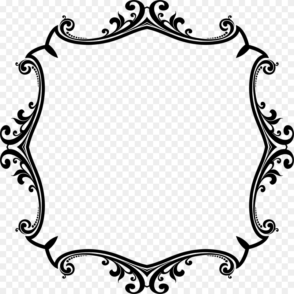 Clip Art Collection Of Flourish Border Design Black And White, Gray Free Png