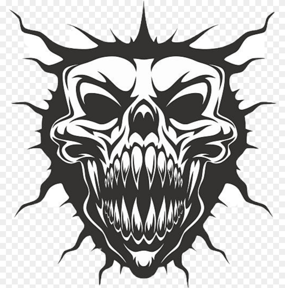 Clip Art Collection Of Free Skull Transparent Devil Skull Logo, Stencil, Animal, Dinosaur, Reptile Png Image