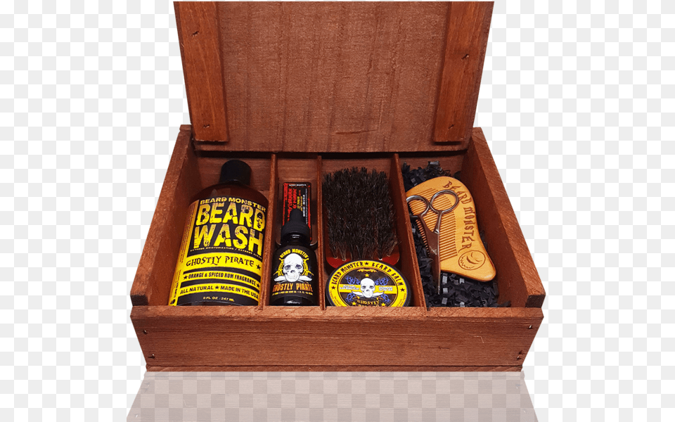 Clip Art Complete Beard In Box Beard Grooming Kit Wooden Box, Cabinet, Crate, Furniture, Can Free Png