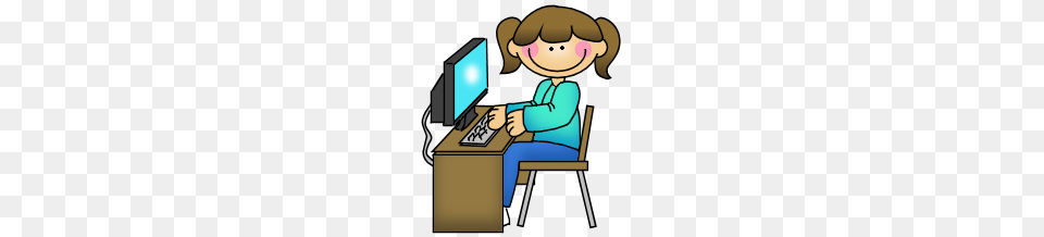 Clip Art Computer Student Using Vector Image, Electronics, Pc, Baby, Person Free Png Download
