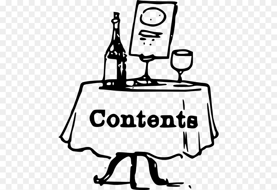 Clip Art Contents On A Table Black White Line, Tablecloth, Alcohol, Wine, Liquor Free Transparent Png