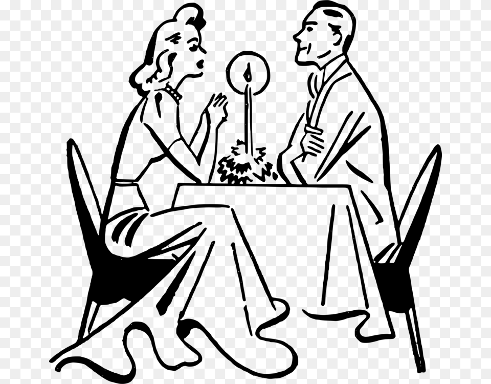 Clip Art Couples Dating Drawing Romance Dinner, Gray Png Image