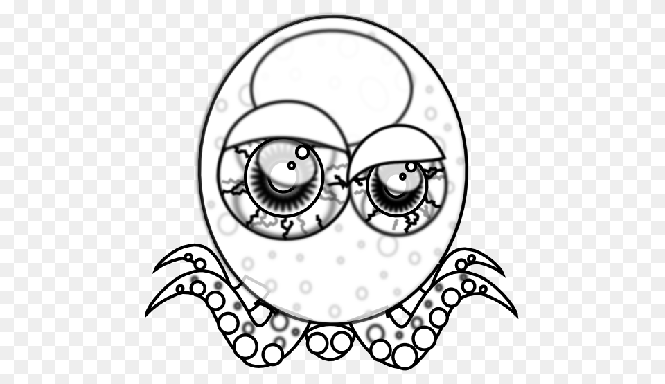 Clip Art Crazy Octopus Black White Line Art, Doodle, Drawing Free Transparent Png