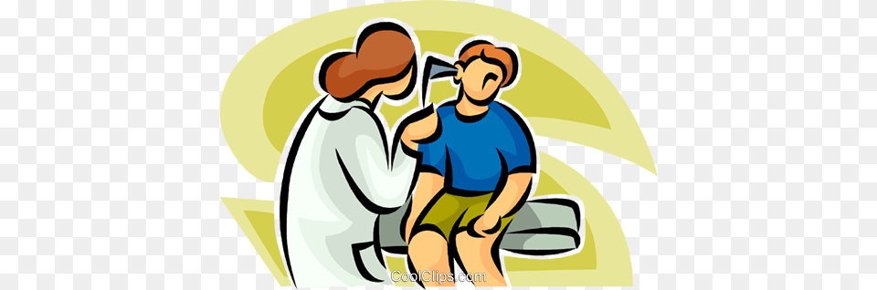 Clip Art Doctor Giving A Little Boy An Ear Exam Royalty Baby, Person, Face, Head Free Png